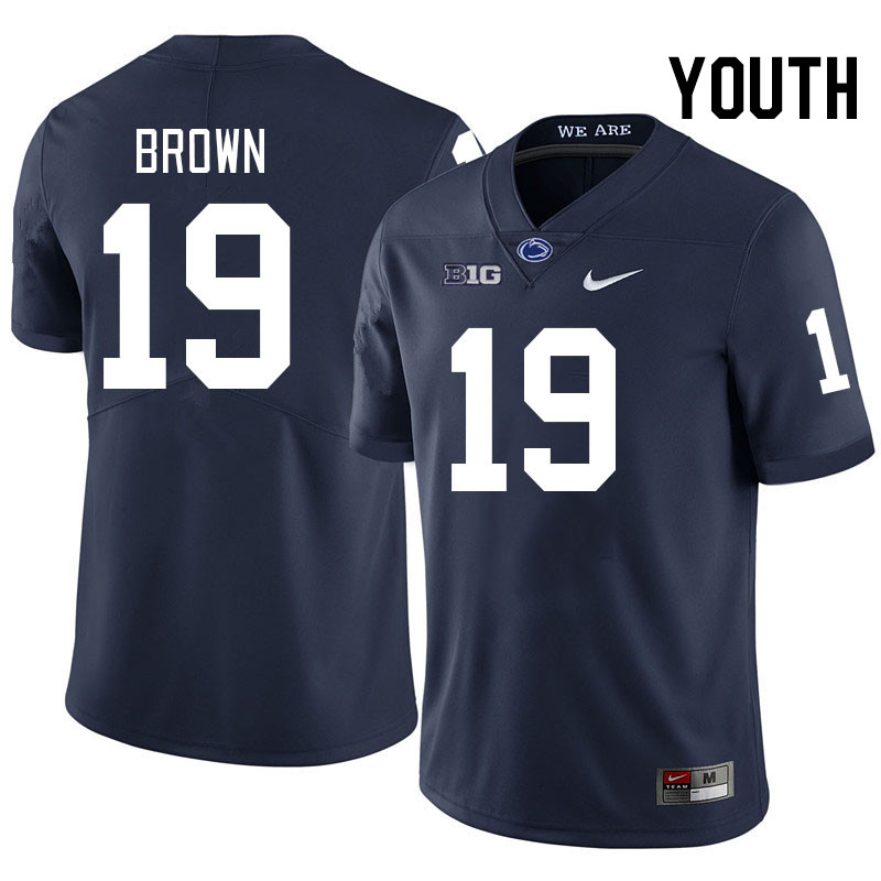 Youth #19 Josiah Brown Penn State Nittany Lions College Football Jerseys Stitched-Navy